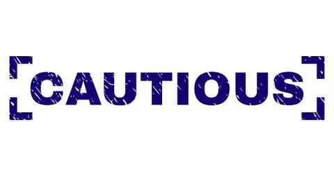 Scratched Textured CAUTIOUS Stamp Seal Between Corners Stock Illustration