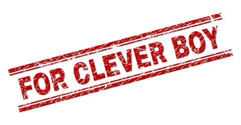 Scratched Textured FOR CLEVER BOY Stamp Seal Stock Illustration