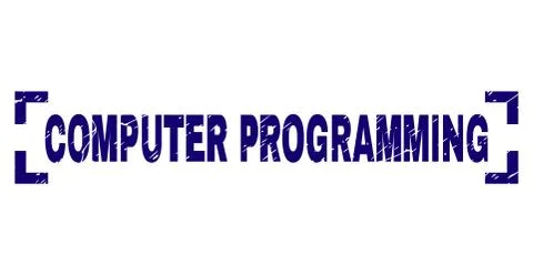 Scratched Textured COMPUTER PROGRAMMING Stamp Seal Inside Corners 스톡 일러스트