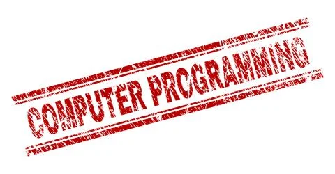 Scratched Textured COMPUTER PROGRAMMING Stamp Seal Stock Illustration