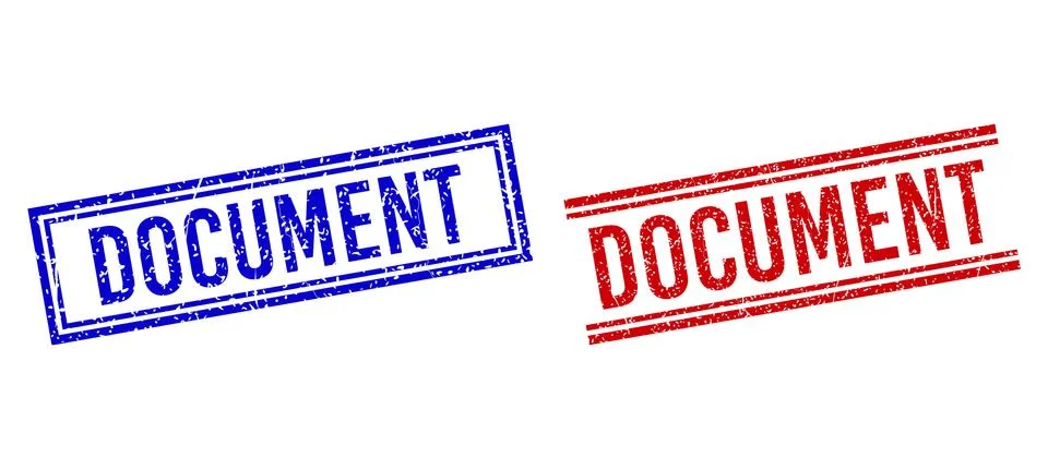 Scratched Textured DOCUMENT Seal with Double Lines 스톡 일러스트