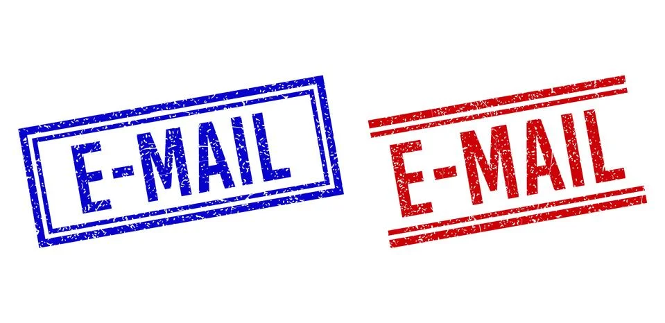 Scratched Textured E-MAIL Stamp Seals with Double Lines Stock Illustration