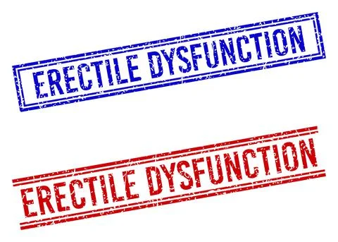 Scratched Textured ERECTILE DYSFUNCTION Stamp Seals with Double Lines Illustrazione stock