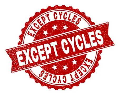 Scratched Textured EXCEPT CYCLES Stamp Seal Stock Illustration