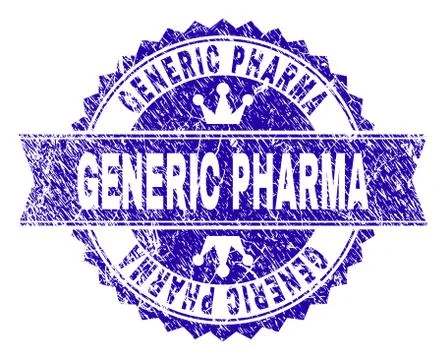 Scratched Textured GENERIC PHARMA Stamp Seal with Ribbon Illustrazione stock