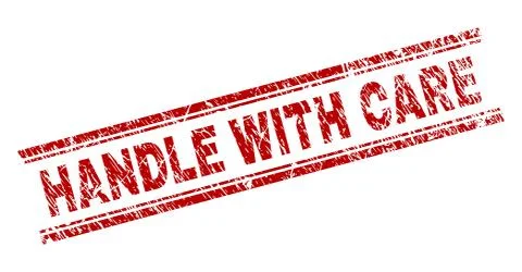 Scratched Textured HANDLE WITH CARE Stamp Seal Illustration