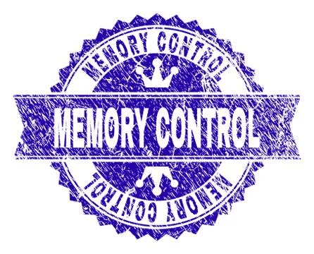 Scratched Textured MEMORY CONTROL Stamp Seal with Ribbon Stock Illustration