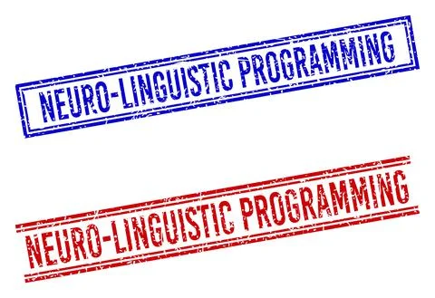 Scratched Textured NEURO-LINGUISTIC PROGRAMMING Stamps with Double Lines Stock Illustration