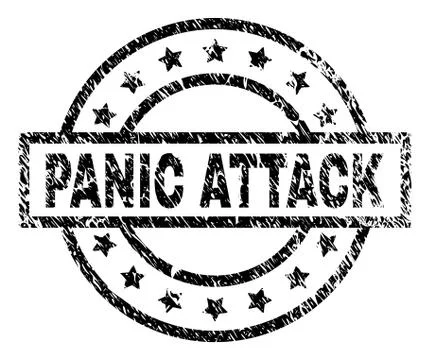 Scratched Textured PANIC ATTACK Stamp Seal 스톡 일러스트