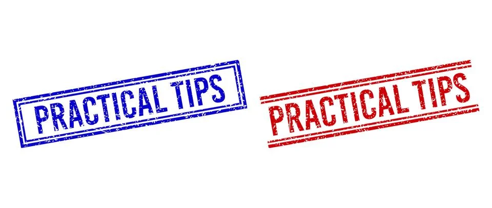 Scratched Textured PRACTICAL TIPS Seal with Double Lines Stock Illustration