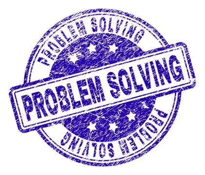 Scratched Textured PROBLEM SOLVING Stamp Seal Stock Illustration