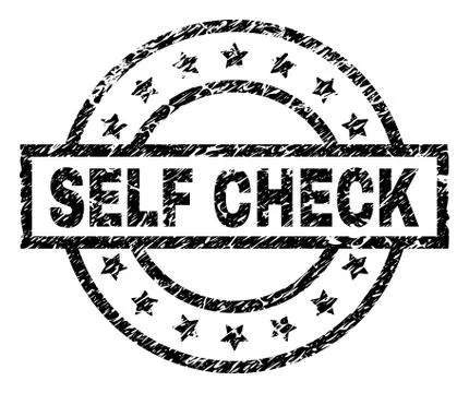 Scratched Textured SELF CHECK Stamp Seal Stock Illustration