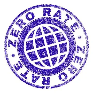 Scratched Textured ZERO RATE Stamp Seal Ilustração Stock
