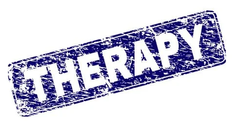 Scratched THERAPY Framed Rounded Rectangle Stamp 스톡 일러스트