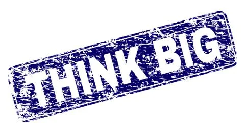 Scratched THINK BIG Framed Rounded Rectangle Stamp Stock Illustration