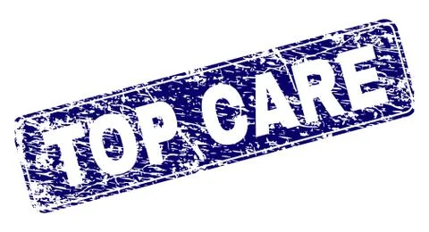 Scratched TOP CARE Framed Rounded Rectangle Stamp Stock Illustration