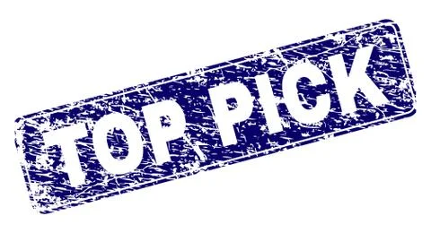 Scratched TOP PICK Framed Rounded Rectangle Stamp Stock Illustration