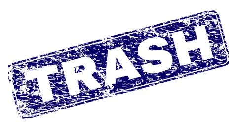 Scratched TRASH Framed Rounded Rectangle Stamp 스톡 일러스트
