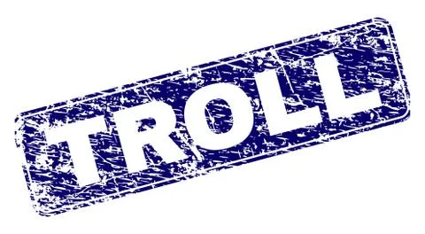 Scratched TROLL Framed Rounded Rectangle Stamp 스톡 일러스트