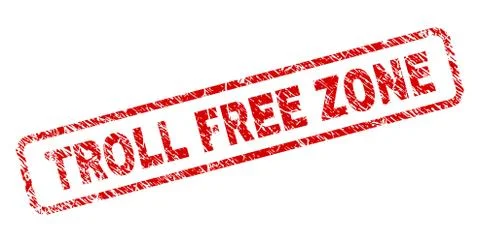 Scratched TROLL FREE ZONE Rounded Rectangle Stamp Stock Illustration