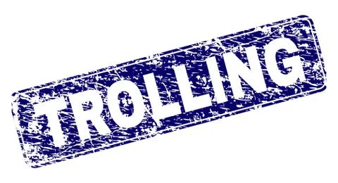 Scratched TROLLING Framed Rounded Rectangle Stamp 스톡 일러스트