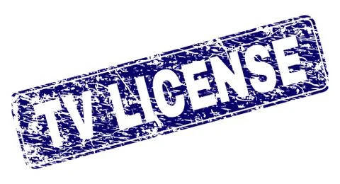 Scratched TV LICENSE Framed Rounded Rectangle Stamp 스톡 일러스트
