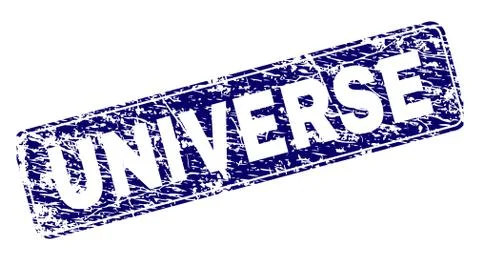 Scratched UNIVERSE Framed Rounded Rectangle Stamp Illustrazione stock