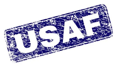Scratched USAF Framed Rounded Rectangle Stamp 스톡 일러스트