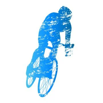 Scratched vector silhouette of road cyclist Stock Illustration