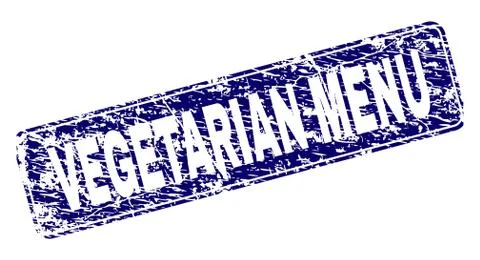 Scratched VEGETARIAN MENU Framed Rounded Rectangle Stamp Stock Illustration