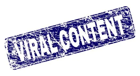 Scratched VIRAL CONTENT Framed Rounded Rectangle Stamp 스톡 일러스트