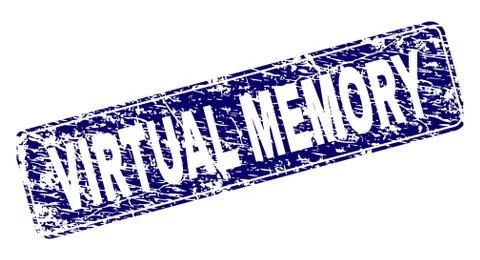 Scratched VIRTUAL MEMORY Framed Rounded Rectangle Stamp 스톡 일러스트