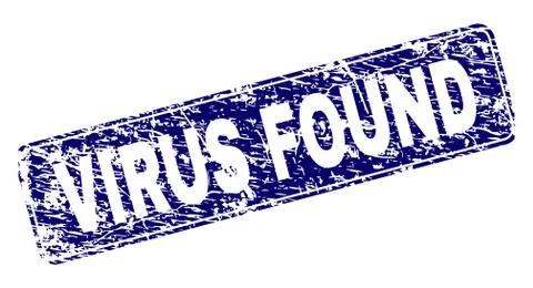 Scratched VIRUS FOUND Framed Rounded Rectangle Stamp 스톡 일러스트