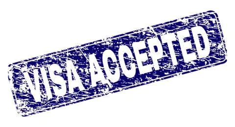Scratched VISA ACCEPTED Framed Rounded Rectangle Stamp 스톡 일러스트