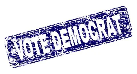 Scratched VOTE DEMOCRAT Framed Rounded Rectangle Stamp 스톡 일러스트