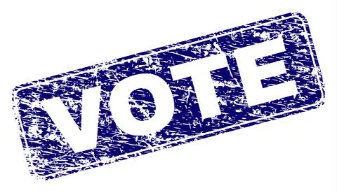Scratched VOTE Framed Rounded Rectangle Stamp Stock Illustration