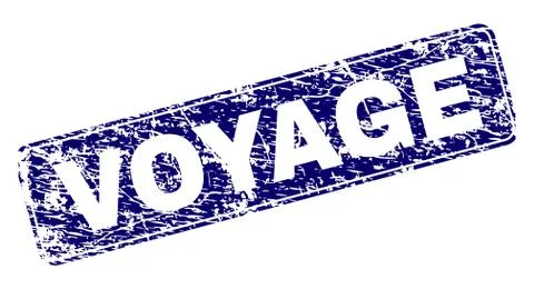 Scratched VOYAGE Framed Rounded Rectangle Stamp Stock Illustration