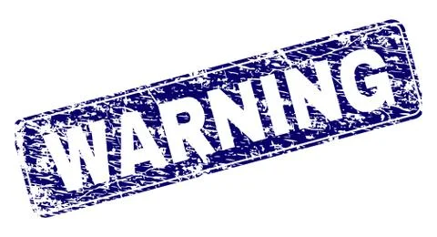 Scratched WARNING Framed Rounded Rectangle Stamp 스톡 일러스트
