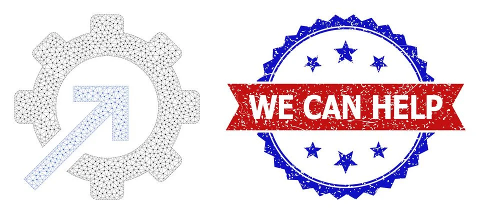 Scratched We Can Help Round Rosette Bicolor Seal and Mesh 2D Gear Integration イラスト素材