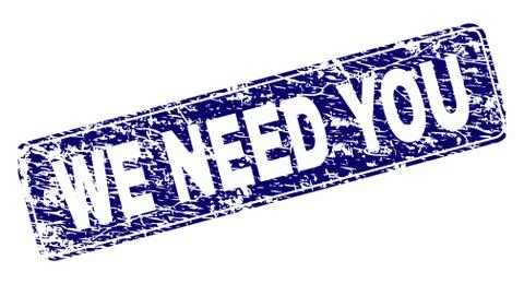 Scratched WE NEED YOU Framed Rounded Rectangle Stamp Illustrazione stock