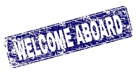 Scratched WELCOME ABOARD Framed Rounded Rectangle Stamp Stock Illustration