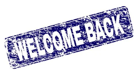 Scratched WELCOME BACK Framed Rounded Rectangle Stamp 스톡 일러스트
