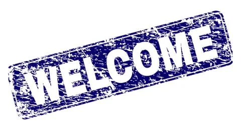 Scratched WELCOME Framed Rounded Rectangle Stamp Stock Illustration