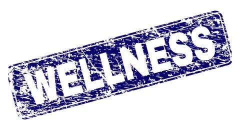 Scratched WELLNESS Framed Rounded Rectangle Stamp イラスト素材