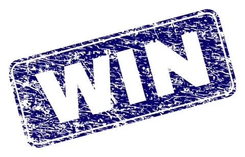 Scratched WIN Framed Rounded Rectangle Stamp 스톡 일러스트