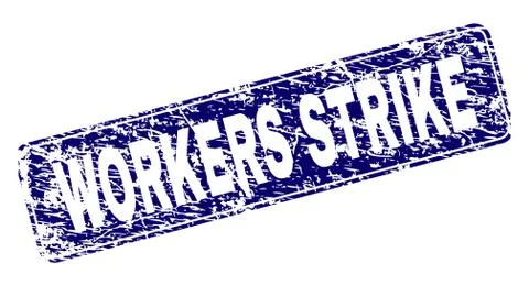 Scratched WORKERS STRIKE Framed Rounded Rectangle Stamp Stock Illustration