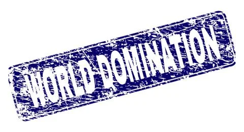 Scratched WORLD DOMINATION Framed Rounded Rectangle Stamp 스톡 일러스트