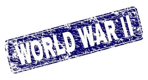 Scratched WORLD WAR II Framed Rounded Rectangle Stamp 스톡 일러스트