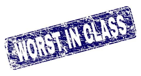 Scratched WORST IN CLASS Framed Rounded Rectangle Stamp Stock Illustration