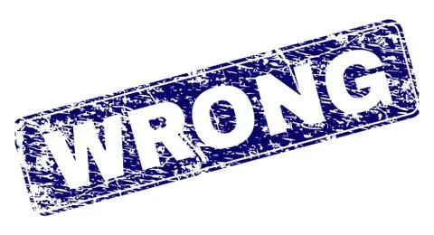 Scratched WRONG Framed Rounded Rectangle Stamp 스톡 일러스트